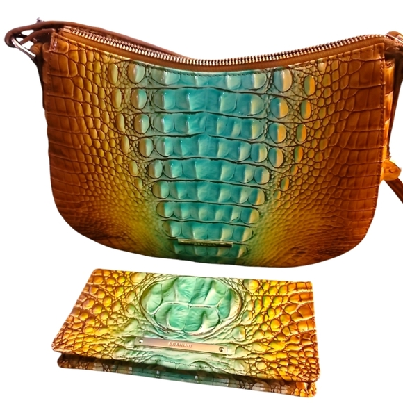 Brahmin Shayna Cactus Ombre Melbourne Crossbody bag and wallet - Picture 1 of 6